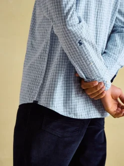 Abbott Blue Checked Cotton Poplin Shirt