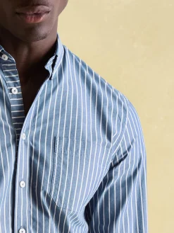 Abbott Blue Striped Cotton Poplin Shirt