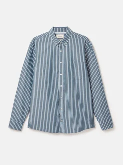 Abbott Blue Striped Cotton Poplin Shirt