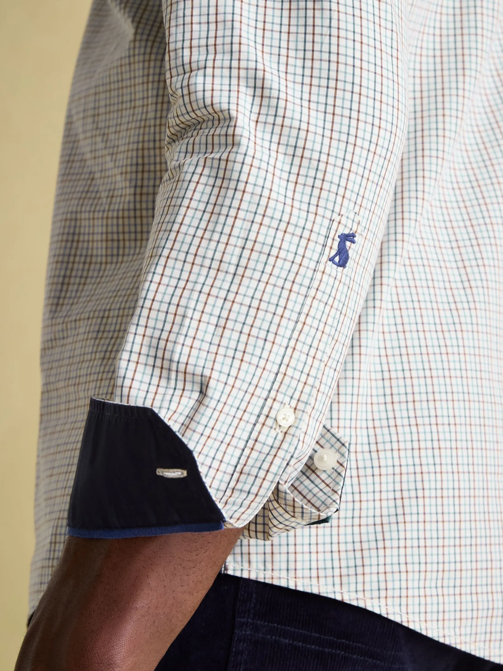 Abbott Blue/Brown Cotton Poplin Shirt