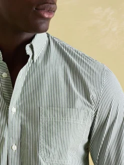 Abbott Green Pinstriped Cotton Poplin Shirt
