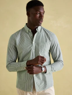 Abbott Green Pinstriped Cotton Poplin Shirt