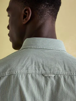 Abbott Green Pinstriped Cotton Poplin Shirt
