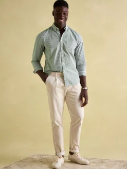 Abbott Green Pinstriped Cotton Poplin Shirt