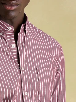 Abbott Red Striped Cotton Poplin Shirt