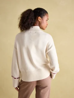 Abigail Cream High Neck Intarsia Ski Jumper