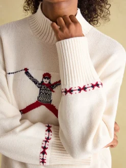 Abigail Cream High Neck Intarsia Ski Jumper