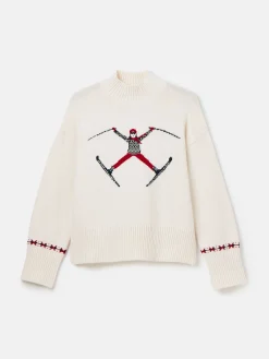 Abigail Cream High Neck Intarsia Ski Jumper