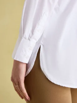 Adeline White Pleated Tuxedo-Style Shirt