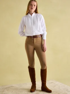 Adeline White Pleated Tuxedo-Style Shirt