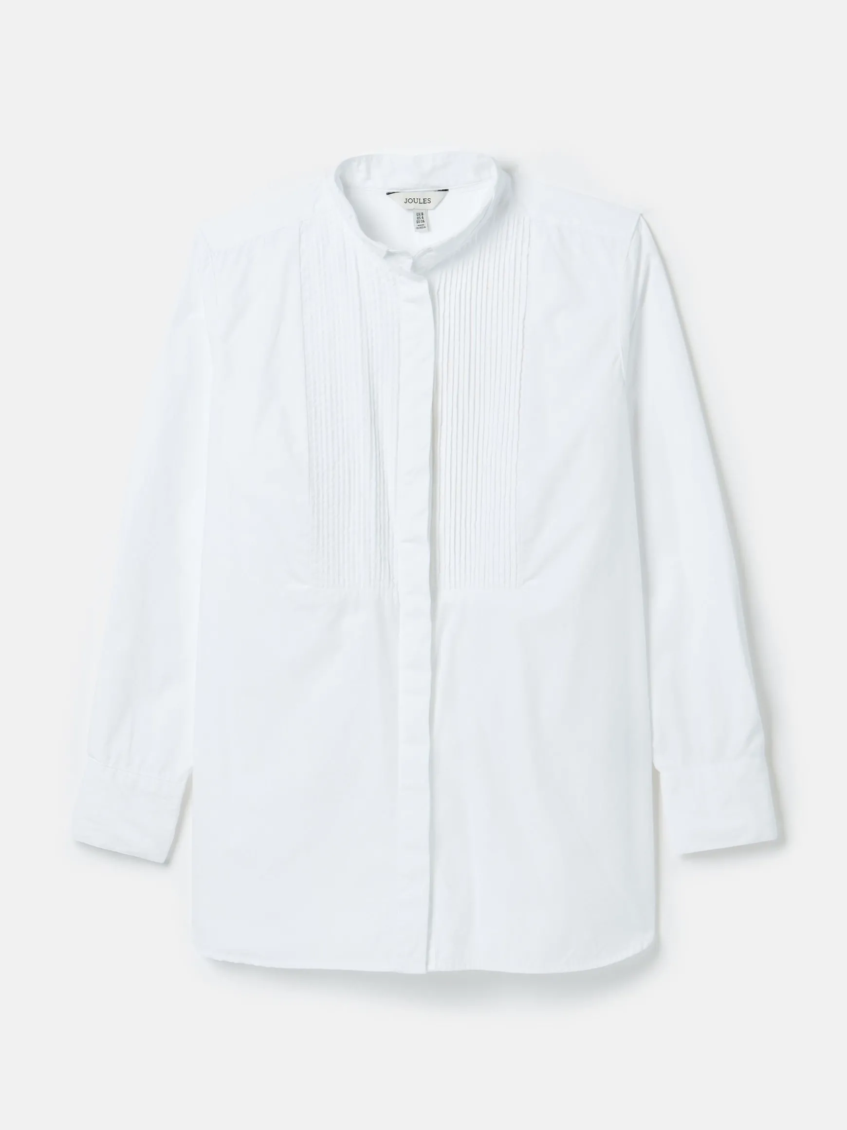 Adeline White Pleated Tuxedo-Style Shirt