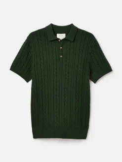 Adlington Green Cable Knitted Polo Shirt