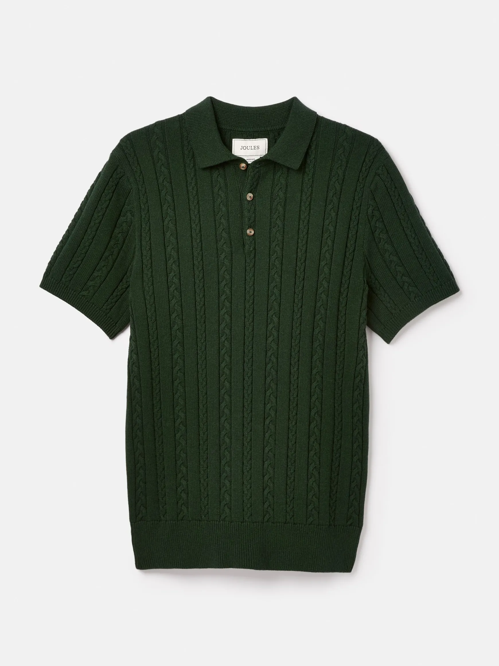 Adlington Green Cable Knitted Polo Shirt