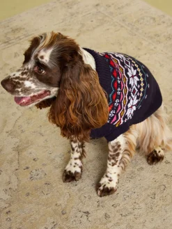 Alba Navy Knitted Fair Isle Dog Jumper
