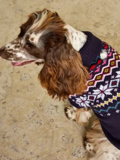 Alba Navy Knitted Fair Isle Dog Jumper