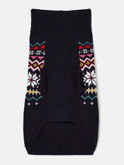 Alba Navy Knitted Fair Isle Dog Jumper