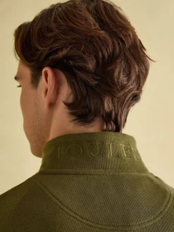 Alistair Khaki Green Quarter Zip Cotton Sweatshirt