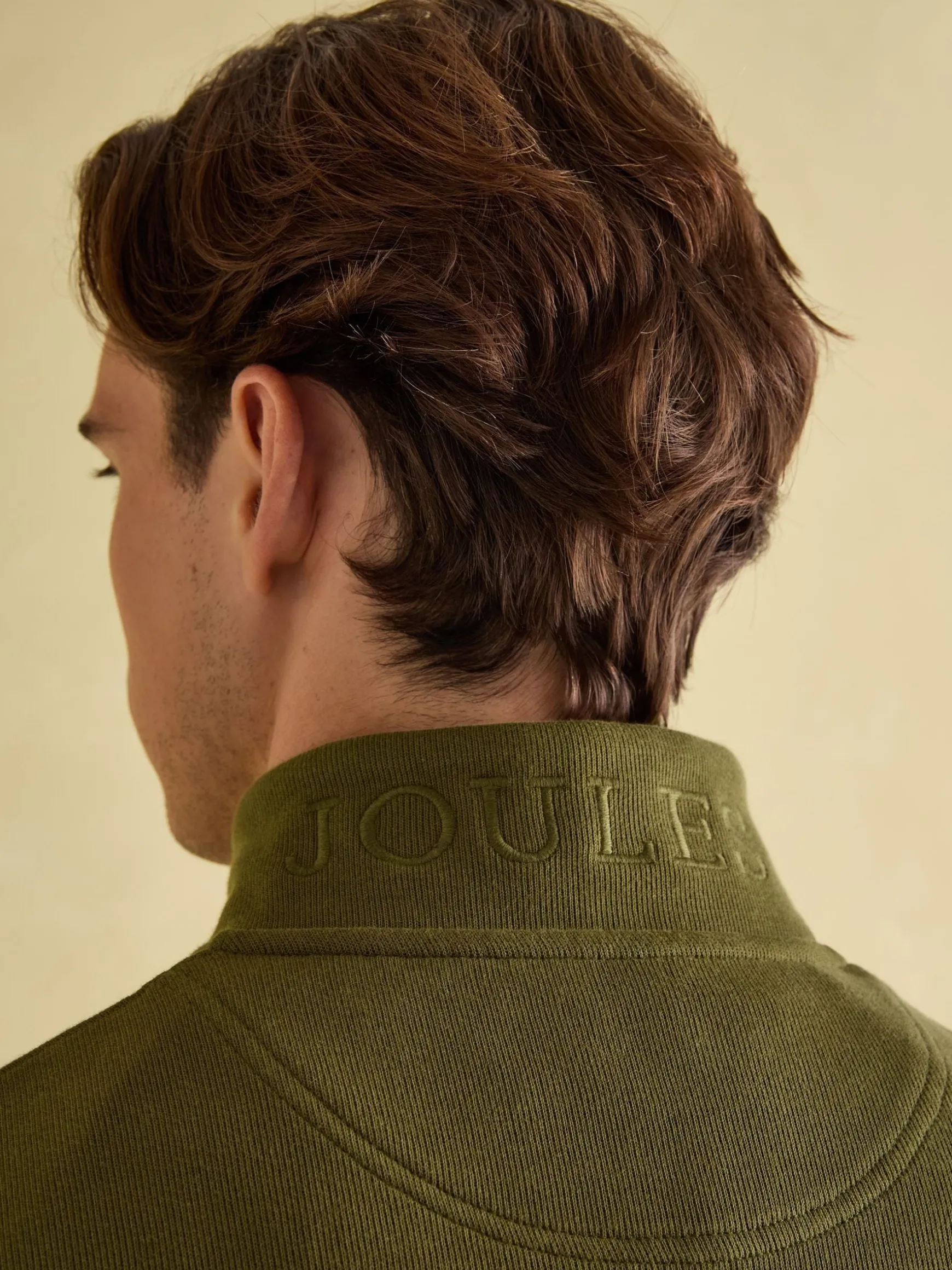 Alistair Khaki Green Quarter Zip Cotton Sweatshirt