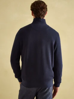 Alistair Navy Quarter Zip Cotton Sweatshirt