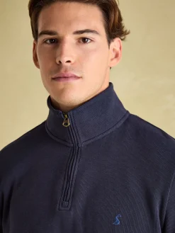 Alistair Navy Quarter Zip Cotton Sweatshirt