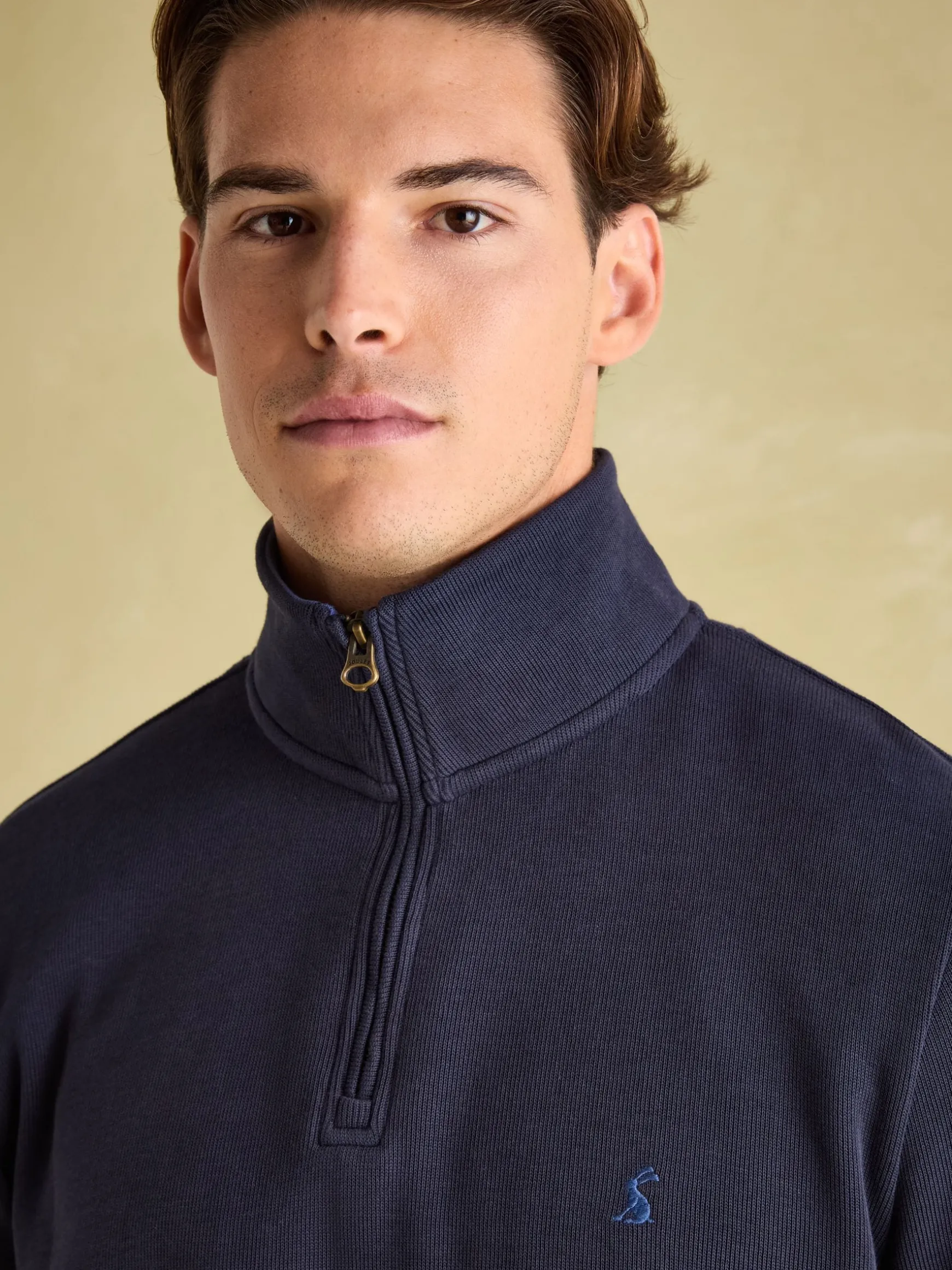 Alistair Navy Quarter Zip Cotton Sweatshirt