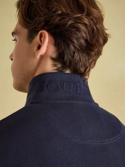 Alistair Navy Quarter Zip Cotton Sweatshirt
