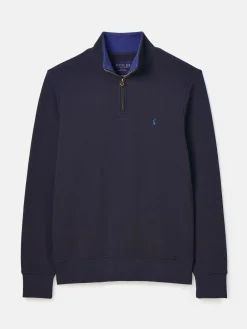 Alistair Navy Quarter Zip Cotton Sweatshirt