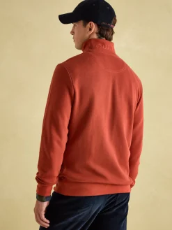 Alistair Orange Quarter Zip Cotton Sweatshirt