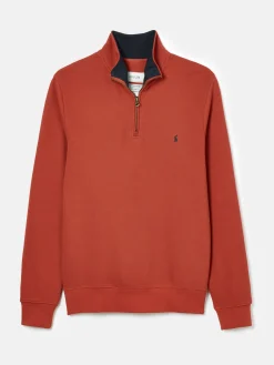 Alistair Orange Quarter Zip Cotton Sweatshirt