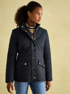 Allendale Navy Blue Showerproof Diamond Quilted Coat