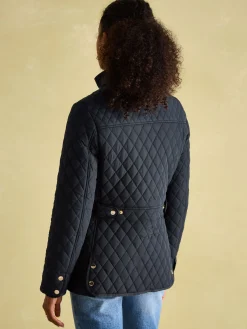 Allendale Navy Blue Showerproof Diamond Quilted Coat