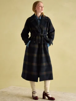 Amberley Navy Longline Wool Blend Coat with Belt