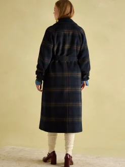 Amberley Navy Longline Wool Blend Coat with Belt