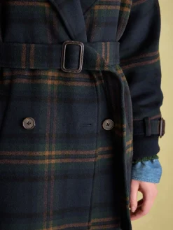 Amberley Navy Longline Wool Blend Coat with Belt