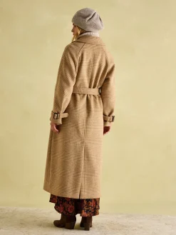 Amberley Tan Brown Longline Wool Blend Coat with Belt