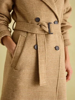 Amberley Tan Brown Longline Wool Blend Coat with Belt