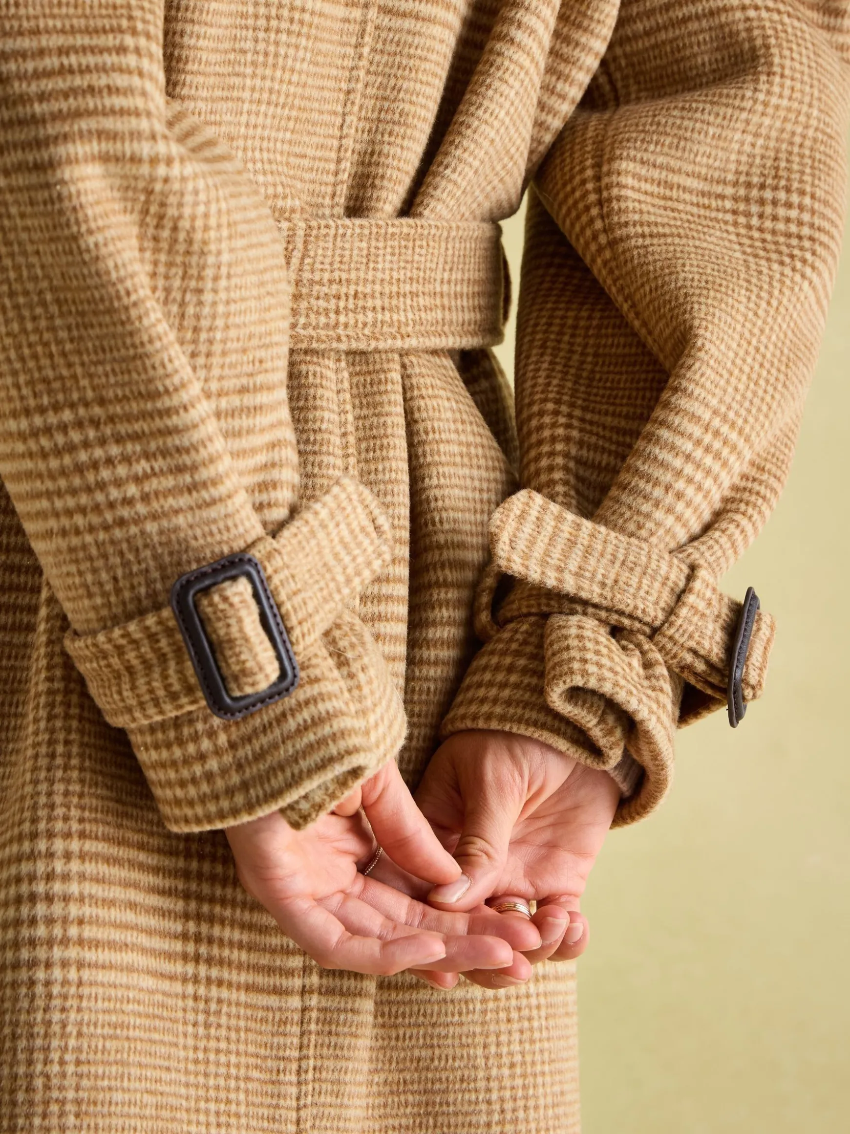 Amberley Tan Brown Longline Wool Blend Coat with Belt