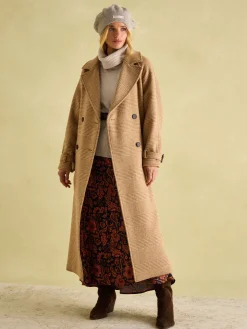 Amberley Tan Brown Longline Wool Blend Coat with Belt