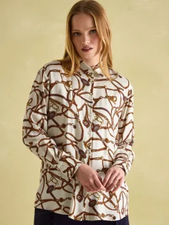 Amilla Cream Multi Satin Shirt