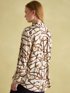 Amilla Cream Multi Satin Shirt