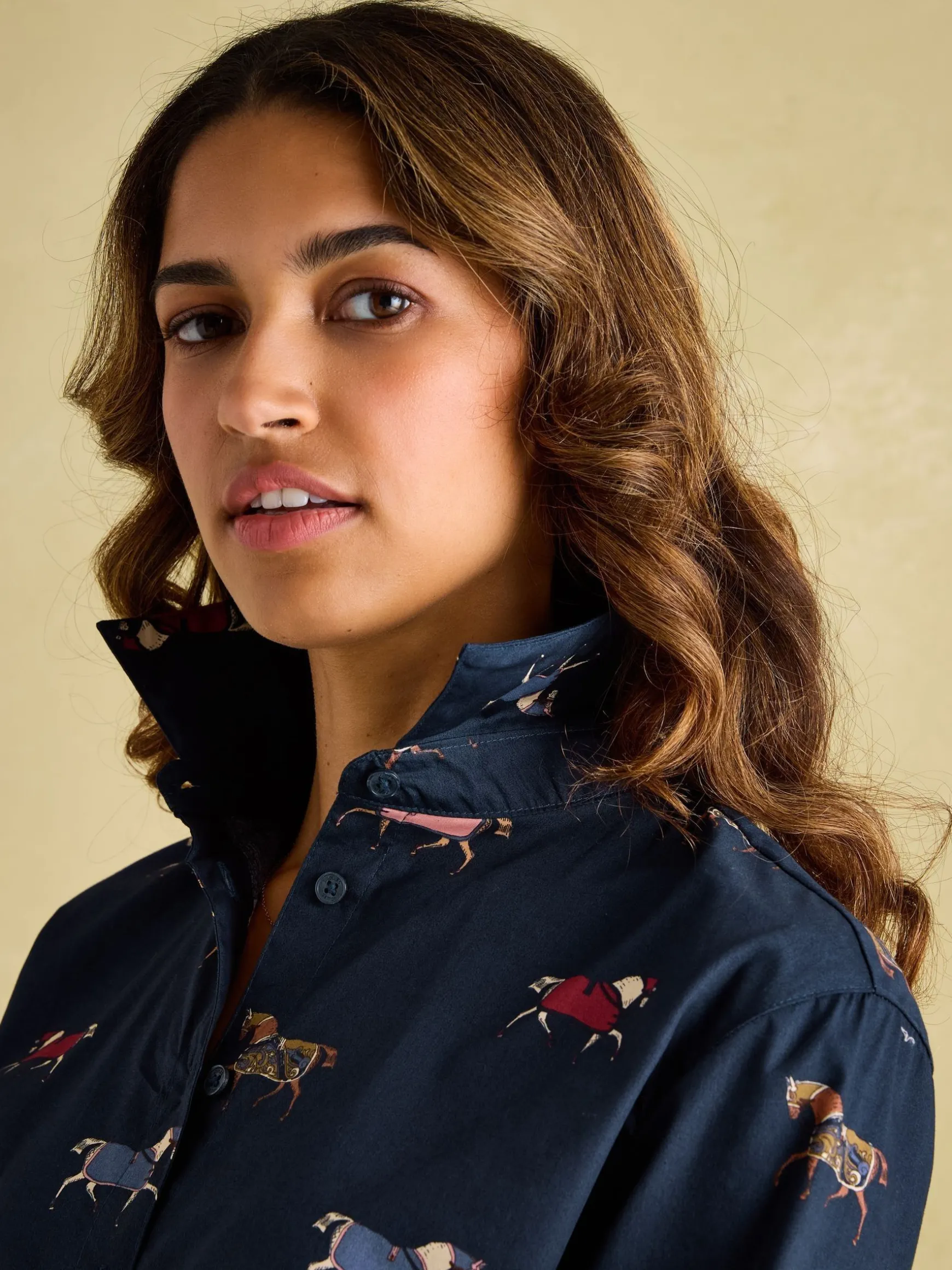 Amilla Navy Blue Cotton Shirt