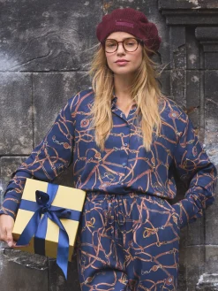 Amilla Navy Multi Satin Shirt