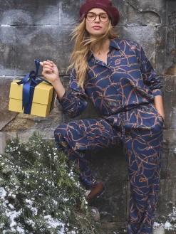 Amilla Navy Multi Satin Shirt