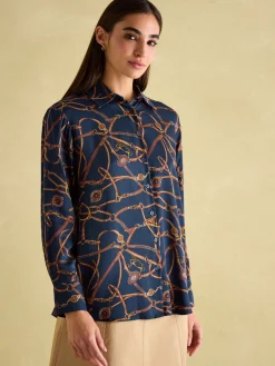 Amilla Navy Multi Satin Shirt