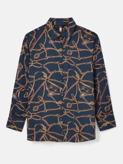 Amilla Navy Multi Satin Shirt
