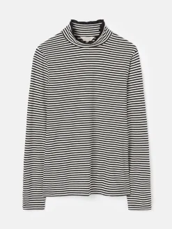 Amy Black/Cream Long Sleeve High Neck Jersey Top