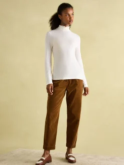 Amy Cream Long Sleeve High Neck Jersey Top