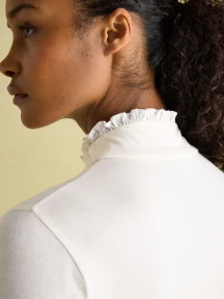 Amy Cream Long Sleeve High Neck Jersey Top