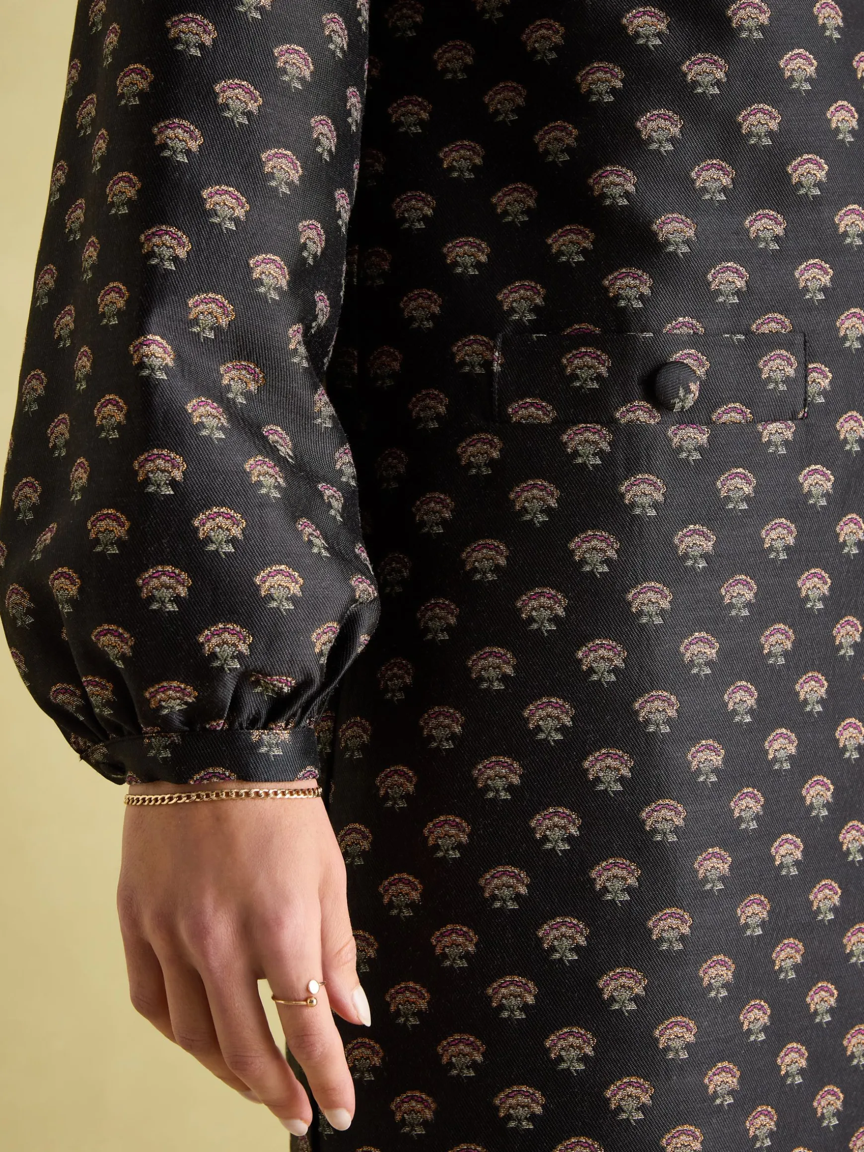 Annalise Black Jacquard A-Line Dress