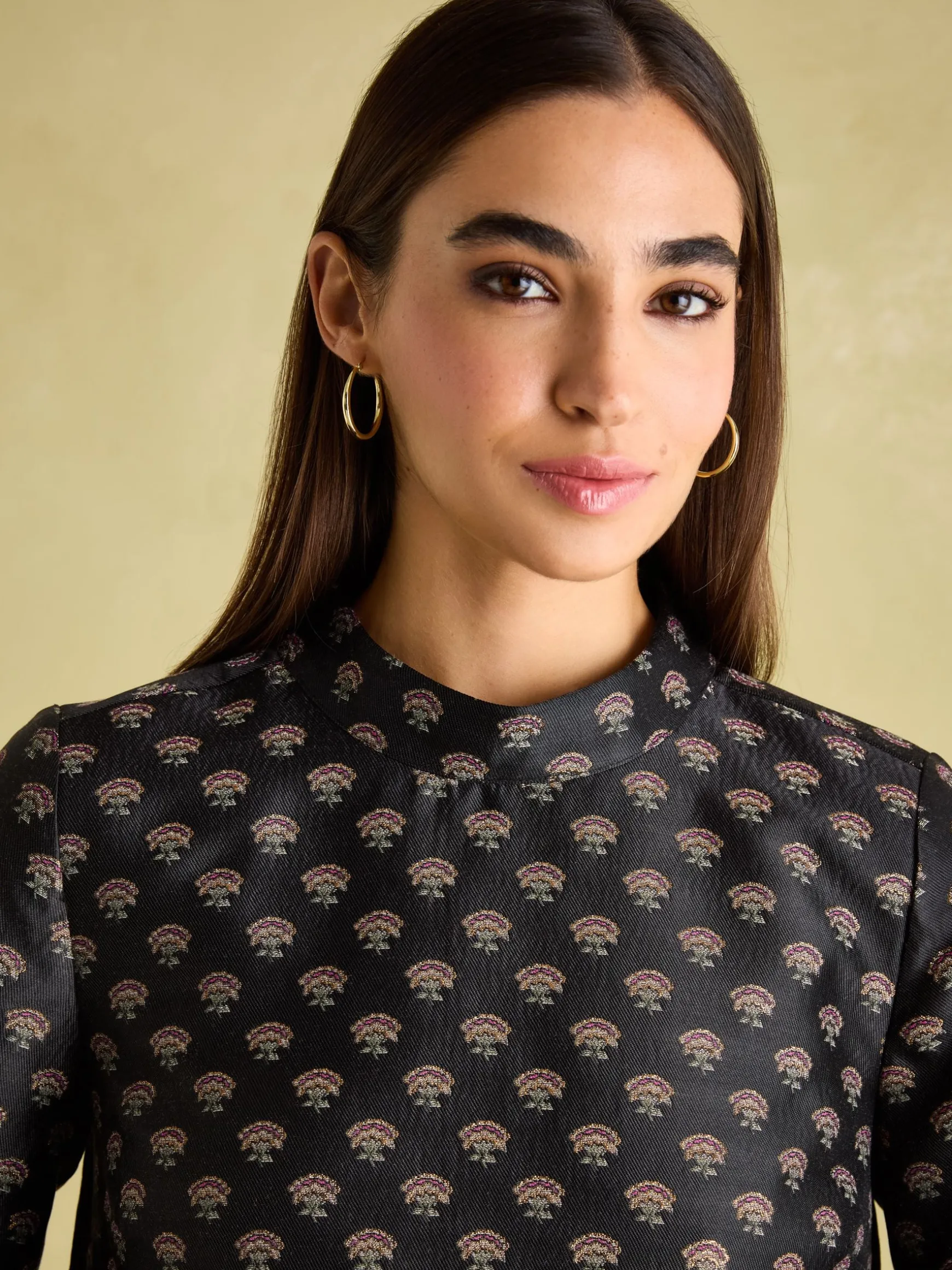 Annalise Black Jacquard A-Line Dress